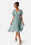 Goddiva Flutter Chiffon Midi Dress Sage Green XS (UK8)