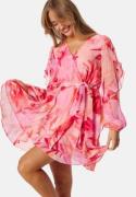 FOREVER NEW Cinzia Ruffle Mini Dress Pink/Orange 40