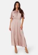 Bubbleroom Occasion Butterfly Sleeve Satin Midi Dress Light nougat 34