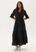 Happy Holly Frill Neck Tiered Maxi Dress Black 36/38