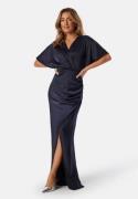 Bubbleroom Occasion Wrap Satin Gown Navy 52