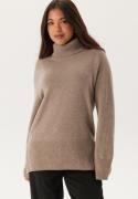 GANT Herringbone Detail Rollneck Warm Grey S