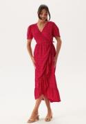 Happy Holly Evie Puff Sleeve Midi Wrap Dress Red/Dotted 40/42