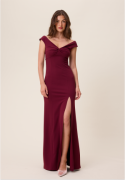 Bubbleroom Occasion Twist Off Shoulder Gown Dark green M
