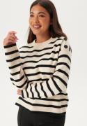 VERO MODA Vmsaba Ls O-neck Button Pullov Birch Stripes:Black M