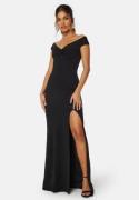 Bubbleroom Occasion Twist Off Shoulder Gown Black 2XL