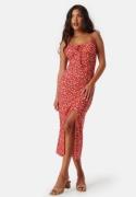 BUBBLEROOM Tie Strap Dress Red/Floral S