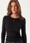 TOMMY JEANS Tjw Slim Pointelle Rib Tee Ls BDS Black L