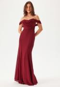 Goddiva Chiffon Off Shoulder Maxi Dress Berry XXL (UK18)