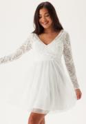 Bubbleroom Occasion 3D Flower L/S Lace Dress White 46