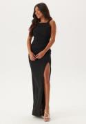 Bubbleroom Occasion Square Neck Slit Maxi Dress Black XXL