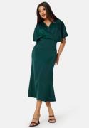 Bubbleroom Occasion Wrap Satin Midi Dress Dark green 40