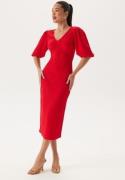 BUBBLEROOM Structure Puff Sleeve Dress Red M