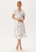 VILA Vilovie S/S Wrap Midi Dress Snow White AOP:FIR 36
