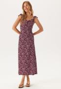 BUBBLEROOM Frill Maxi Dress Burgundy XL