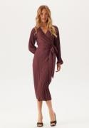 BUBBLEROOM  Pleated Wrap Dress Wine-red XS