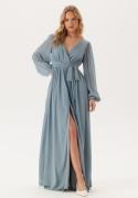 Goddiva Long Sleeve Chiffon Dress Air Force Blue S XXL (UK18)