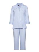 Lrl Heritage 3/4 Sl Classic Notch Pj Set Pyjamas Nattøj Blue Lauren Ra...