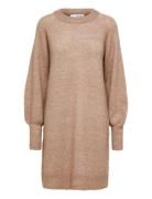 Slflulu Ls Knit Dress O-Neck B Noos Kort Kjole Beige Selected Femme