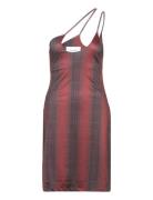 Juna Asta Grid Dress Kort Kjole Red Hosbjerg