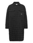 Long Quilted Utility Coat Tynd Frakke Black Calvin Klein Jeans