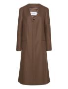 Interconnected Wool Coat Uldjakke Jakke Brown Calvin Klein