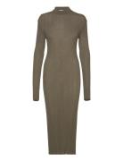 Ribbed Knitted Dress Maxikjole Festkjole Khaki Green Hope