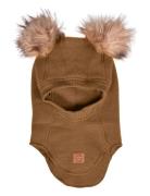 Wool Fullface W. Pom Pom Accessories Headwear Balaclava Brown Mikk-lin...