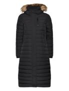 Fuji Hooded Longline Puffer Foret Jakke Black Superdry