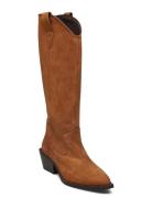 Biamona Western Boot High Suede Lange Støvler Brown Bianco