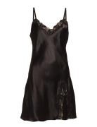 Pure Silk - Slip W.lace Nattøj Black Lady Avenue