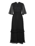 Pleated Georgette Maxikjole Festkjole Black Ganni