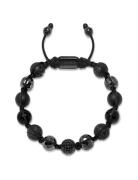 Men's Beaded Bracelet With Black Cz Diamond, Lava St , Mat Armbånd Smy...