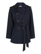 Cotton Short Trench Trenchcoat Frakke Navy Tommy Hilfiger