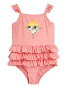 Owl Sp Frill Swimsuit Badedragt Badetøj Pink Mini Rodini