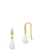 Ocean Earrings - Gold/White Ørestickere Smykker White Julie Sandlau