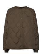 W. Mid Length Quilted Jacket Quiltet Jakke Green Svea