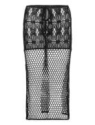 Onlflorence Crochet Skirt Knælang Nederdel Black ONLY