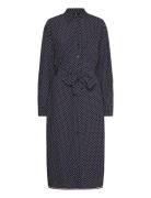 Polkadot Midi Shirt Dress Ls Knælang Kjole Black Tommy Hilfiger