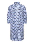 Mschmaretha Taila 3/4 Shirt Dress Aop Knælang Kjole Blue MSCH Copenhag...