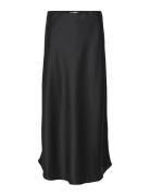 Objsateen Mw Ancle Skirt Div Lang Nederdel Black Object