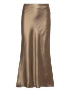 Slfsilva-Lena Hw Midi Skirt B Knælang Nederdel Gold Selected Femme