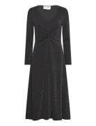 Slfrue Ls Midi Glitter Dress Knælang Kjole Black Selected Femme