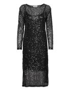 Msmera Glitter Midi Dress Knælang Kjole Black Minus