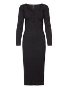 Dress Daniela Knitted Knælang Kjole Black Lindex