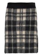 Plaid Alpaca-Blend Miniskirt Knælang Nederdel Black Polo Ralph Lauren