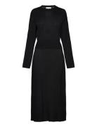 Jersey Waisted Midi Dress Knælang Kjole Black Tommy Hilfiger