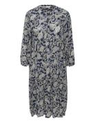 Kcmilla Ami Dress Printed Knælang Kjole Navy Kaffe Curve