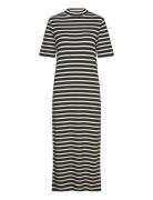 Crv Slim Rib Stp Midi Dress Knælang Kjole Black Tommy Hilfiger