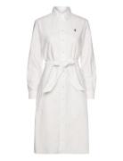 Belted Cotton Oxford Shirtdress Knælang Kjole White Polo Ralph Lauren